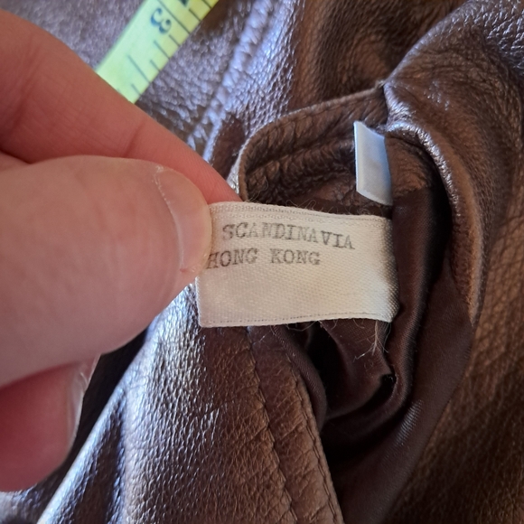 Women's Leather Fur Bomber Coat Large L Brown Mink Fur Vintage Reversible Luxury - Picture 13 of 13